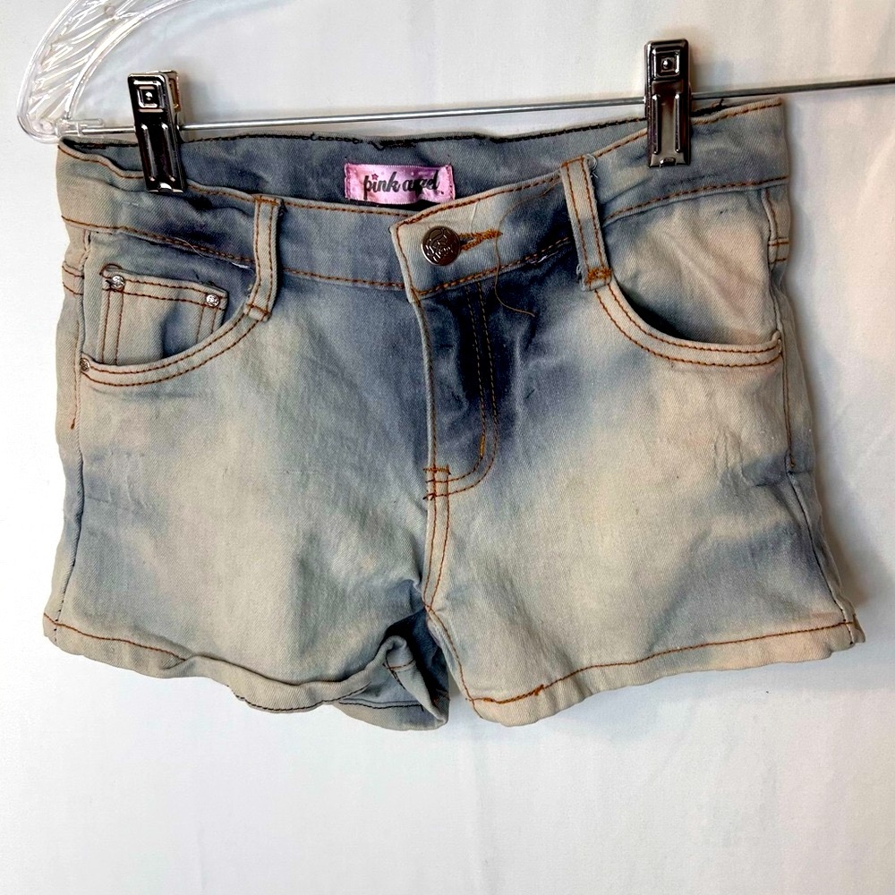 Pink Angel Junior Light Blue Denim Shorts Washed Dyed Size10